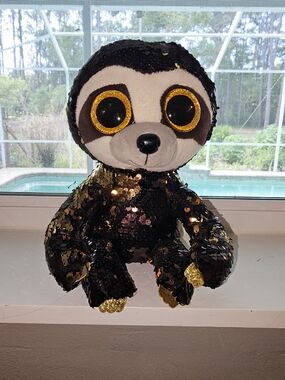 Ty Flippables Dangler Sloth 9" Black Gold Reversible Sequin Plush
Ty Flippables